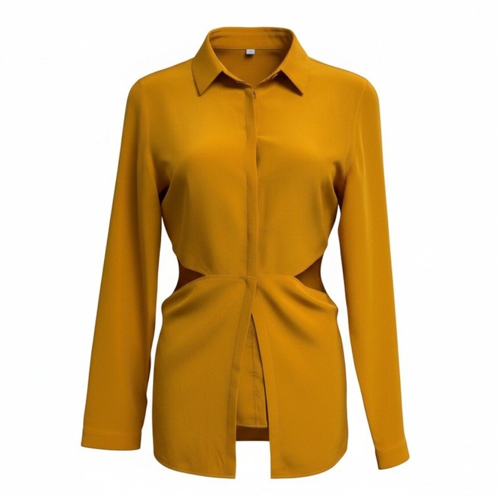 Akris Switzerland Mulberry Silk Button Down Long‎ Sleeve Blouse